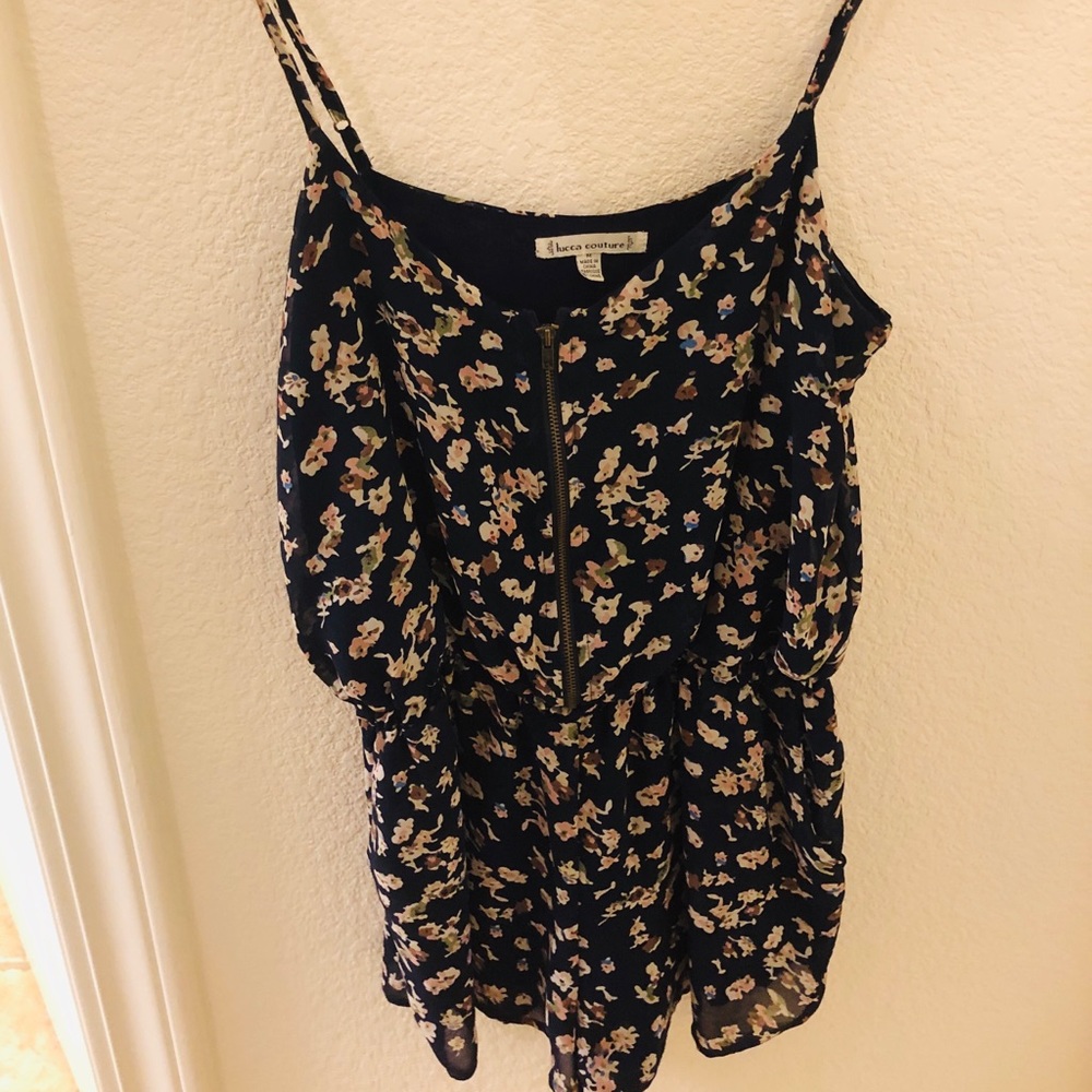 Navy floral zipped romper
